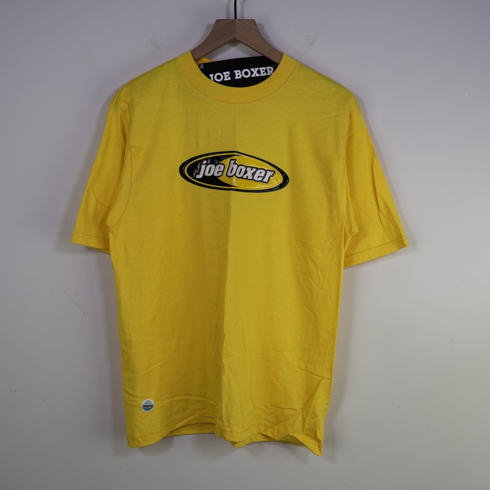 Vintage 90s Joe Boxer Dimension Weld T-Shirt Youth Large 16-18 3D Logo Yellow